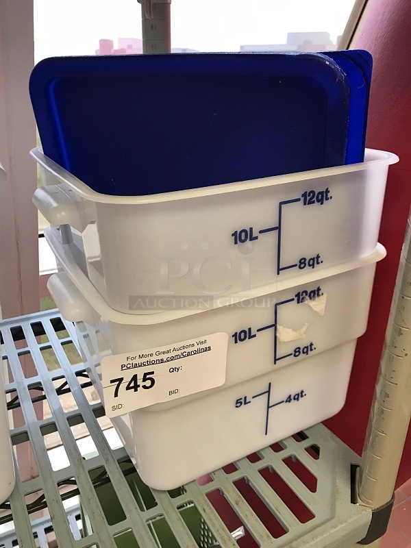 Two 12 Qt Ingredient Bins w/ Lids