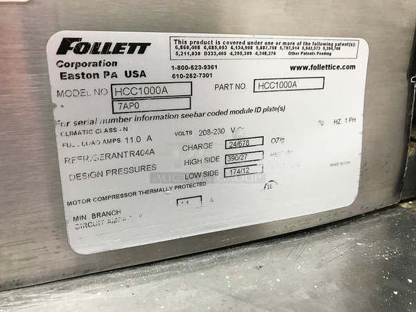 Follett Chewblet 1000 Lbs / Day Air Cooled  Ice Machine & Bin, 208v 1ph, Tested & Working! (See Video) - Image 3 of 5
