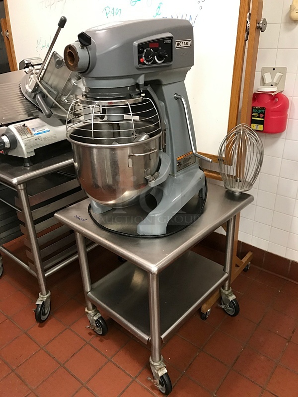 LIKE NEW! Hobart Legacy HL200 20 Qt. Commercial Planetary Stand Mixer w/ Accessories & 15 Minute Timer, Includes Stainless Steel Stand on Casters, 120v 1ph, Tested & Working (See Video)! - Image 1 of 6