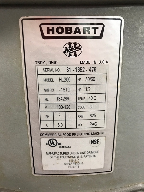 LIKE NEW! Hobart Legacy HL200 20 Qt. Commercial Planetary Stand Mixer w/ Accessories & 15 Minute Timer, Includes Stainless Steel Stand on Casters, 120v 1ph, Tested & Working (See Video)! - Image 4 of 6