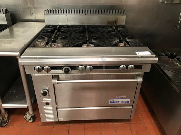 US Range 6 Burner Natural Gas Range w/ Standard Oven, Tested & Working