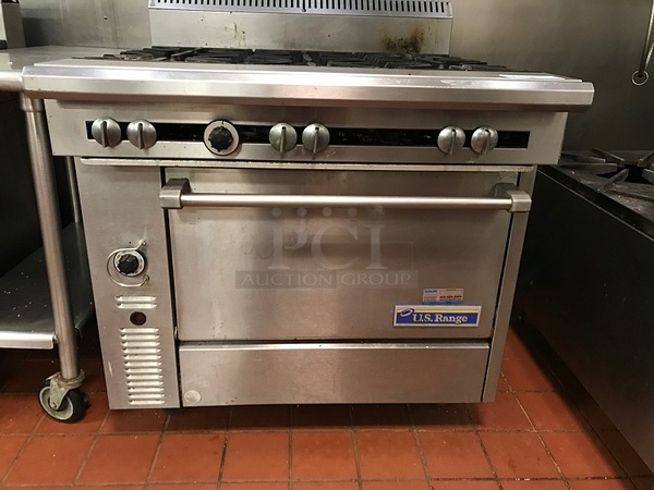 US Range 6 Burner Natural Gas Range w/ Standard Oven, Tested & Working - Image 3 of 4