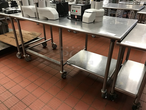 Stainless Steel Work Table w/ Under Shelf on Casters