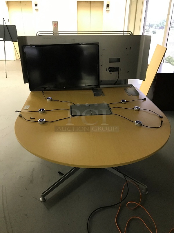 Steelcase media:scape Video Conference Table w/ 8 Way Laptop Sharing & HDTV, 115v 1ph, Tested & Working! - Image 1 of 7