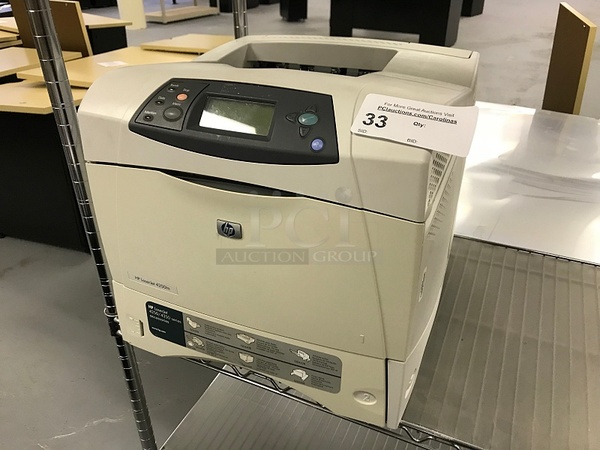 HP LaserJet 4250tn B&W Printer w/ Extra 500-Sheet Tray, 45 ppm print speed, up to 1,200 dpi resolution, 115v 1ph, Tested & Working!