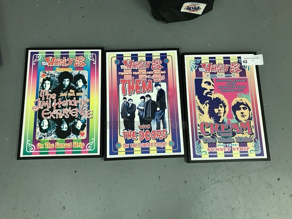 Three Whisky a Go Go Band Framed Posters, Creme 1967, Them w/ The Doors 1966, Jimi Hendrix Experience 1967 - Image 1 of 4