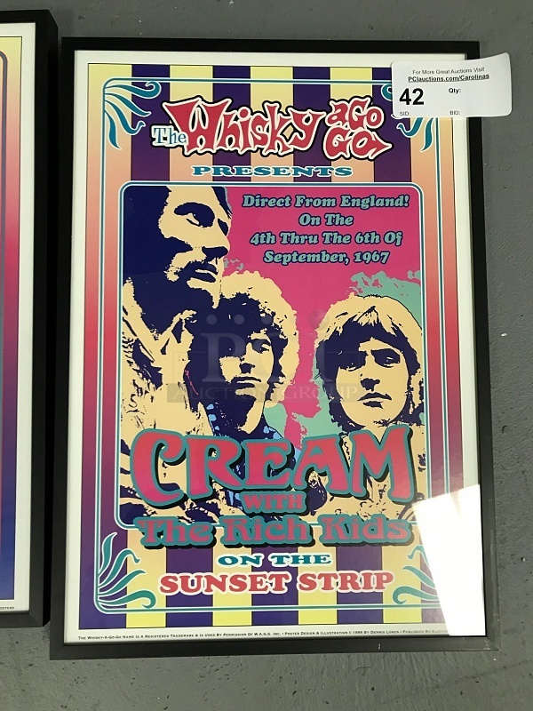 Three Whisky a Go Go Band Framed Posters, Creme 1967, Them w/ The Doors 1966, Jimi Hendrix Experience 1967 - Image 2 of 4