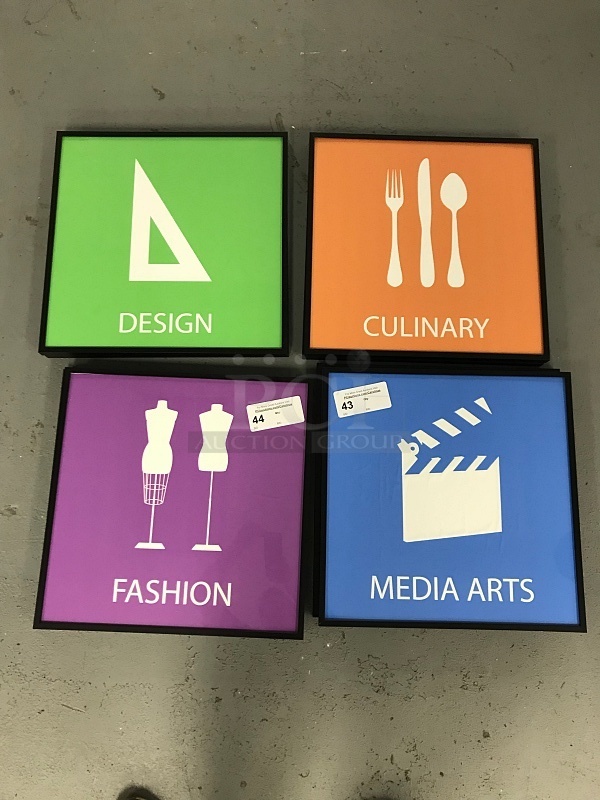Four Framed Design, Culinary, Fashion & Media Arts Prints - Image 1 of 1