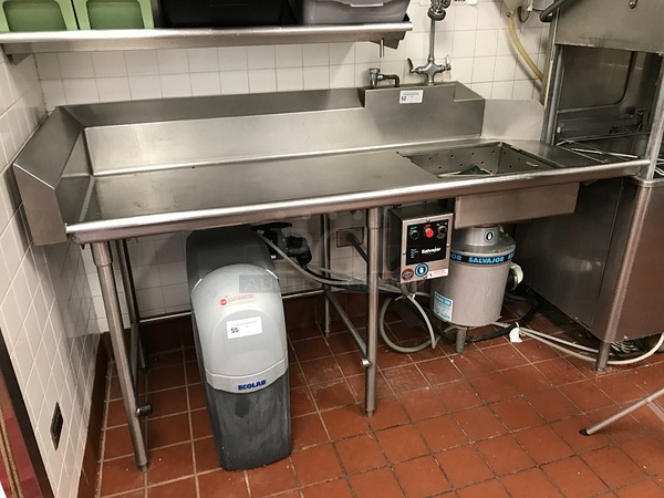 Clean & Dirty Side Dish Machine Tables w/ Rinse Sink, Insinkerator & Pre Rinse Spray Arm
