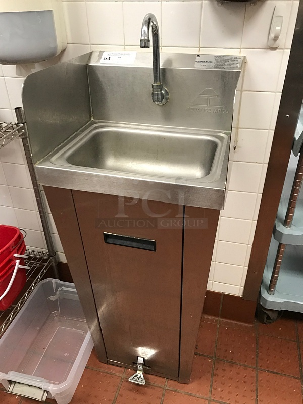 Advance Tabco Stainless Steel Pedestal Hand Sink w/ Foot Controls w/ Tork Pull Hand Towel Dispenser & Ecolab Automatic Hand Soap Dispenser - Image 2 of 4