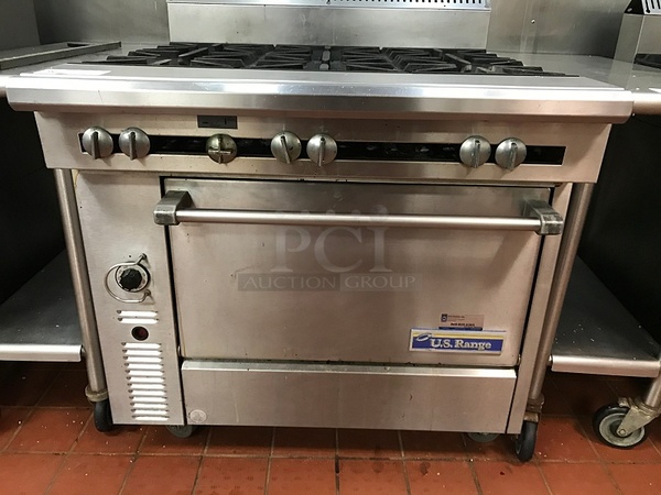 US Range 6 Burner Natural Gas Range w/ Standard Oven, Tested & Working! - Image 3 of 4
