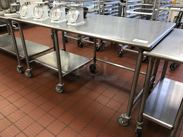 Stainless Steel Work Table w/ Under Shelf on Casters