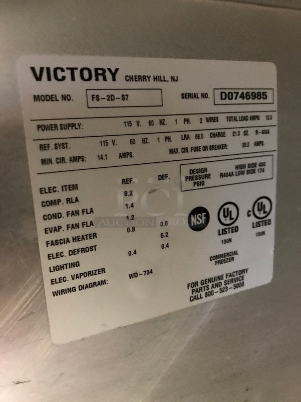 Victory FS-2D-S7 UltraSpec Series Freezer Featuring Secure-Temp Technology, Reach-In Two Door, 115v 1ph, Tested & Working! - Image 4 of 5