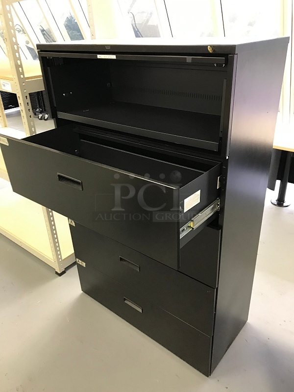 42" Four Drawer Lateral Filing Cabinet w/ Top Storage Shelf (2x bid) - Image 2 of 2