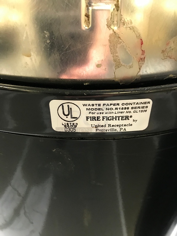 United Metal Receptacle Fire Fighter Pop-Top 15 Gallon Trash Cans (2x bid) - Image 2 of 2