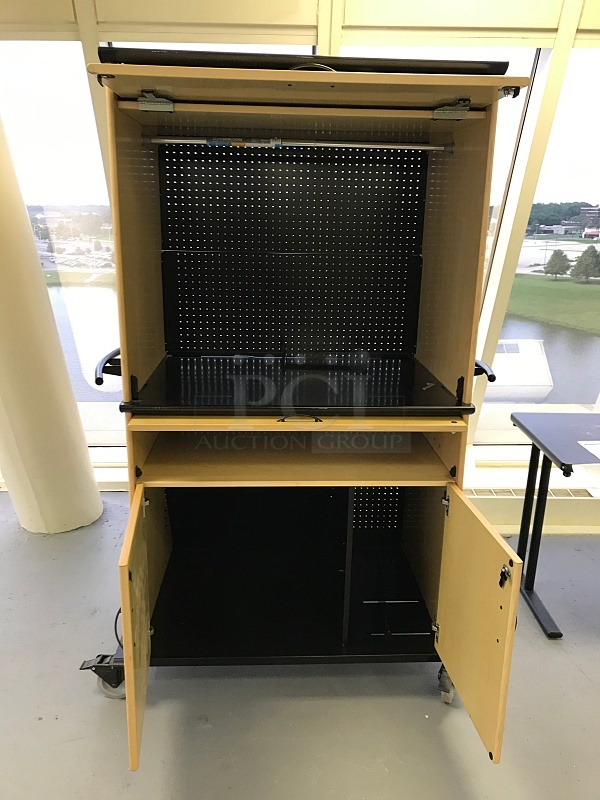 Portable Merchandiser / Concession Cabinet on Casters, Top Fold Up Display Door & Under Counter Storage - Image 3 of 3