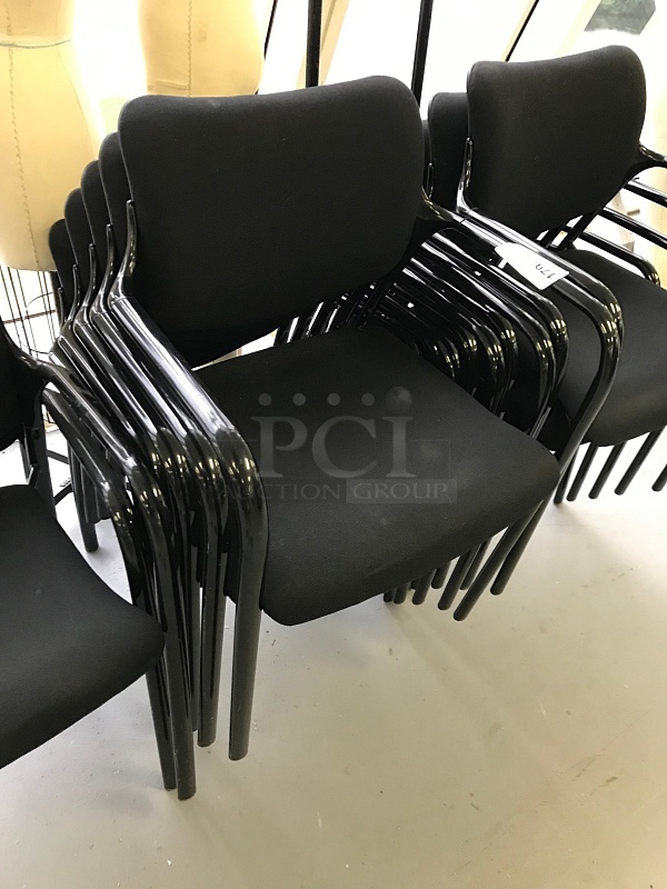 Five Black Stackable Herman Miller Chairs