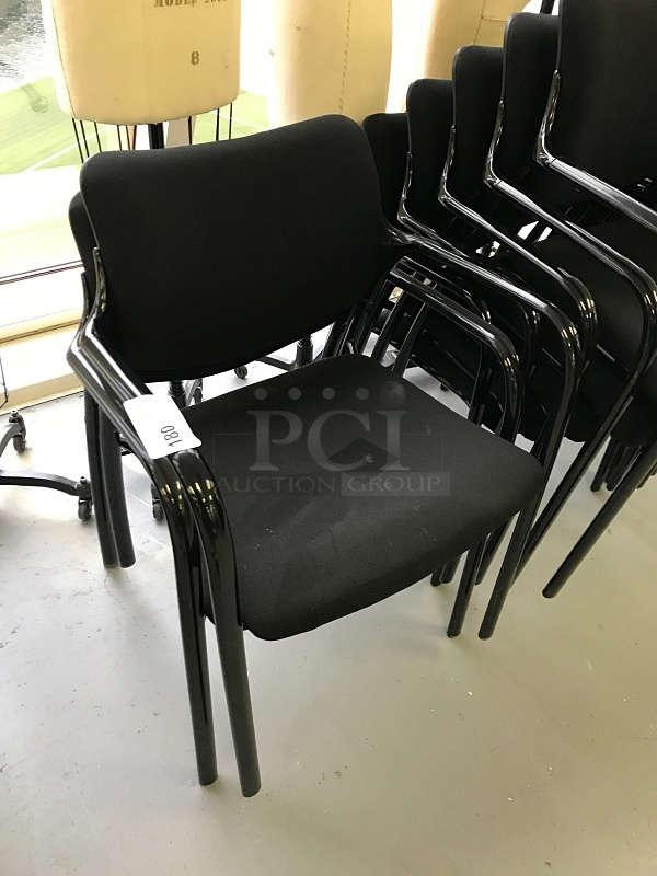 Three Black Stackable Herman Miller Chairs