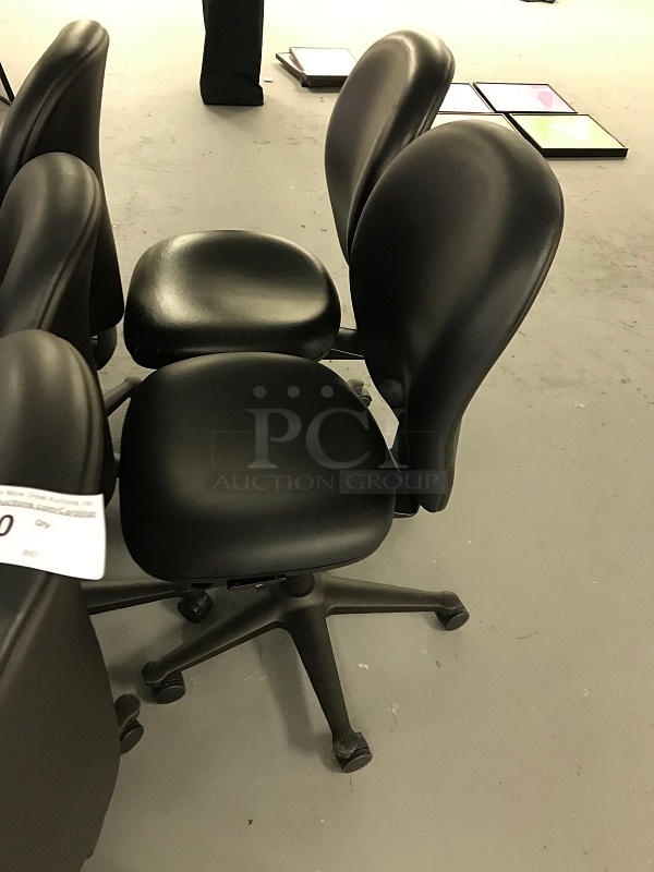 Five Vinyl Padded Black Herman Miller task Chairs - Image 2 of 2
