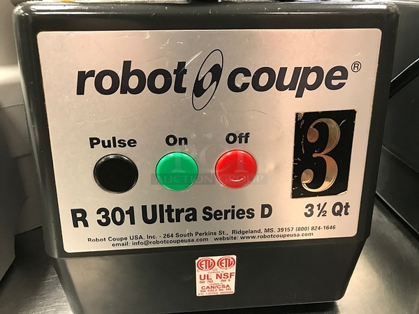 Robot Coupe R301 Ultra Series D 3 1/2 Qt Food Processor w/ Extra Bowl, 115v 1ph, Tested & Working! (See Video) - Image 2 of 3
