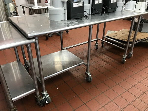 Stainless Steel Work Table w/ Under Shelf on Casters