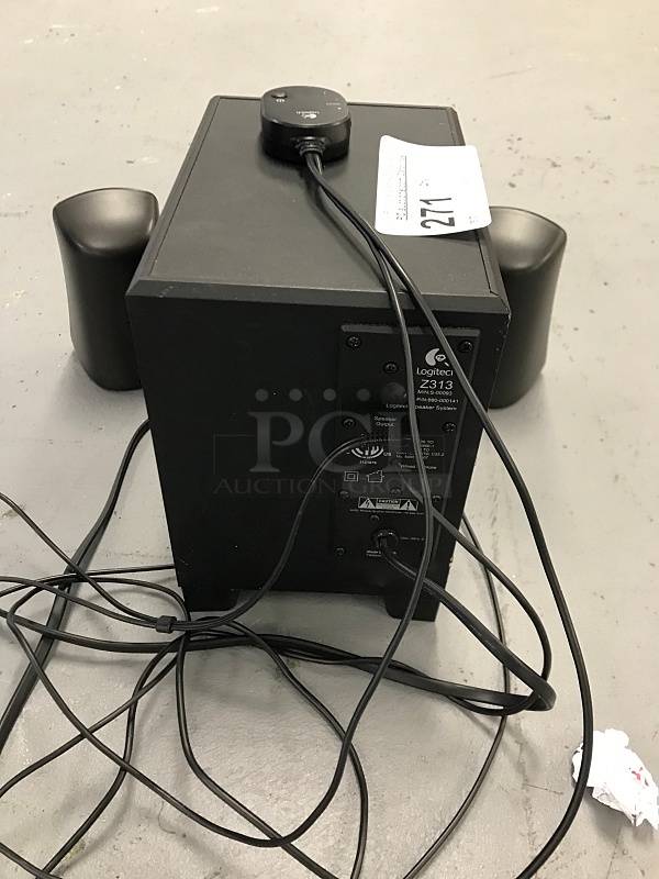 LogiTech Z313 2.1 Channel 25 Watt Powered Speakers w/ Subwoofer, 110v 1ph, Tested & Working! - Image 2 of 3