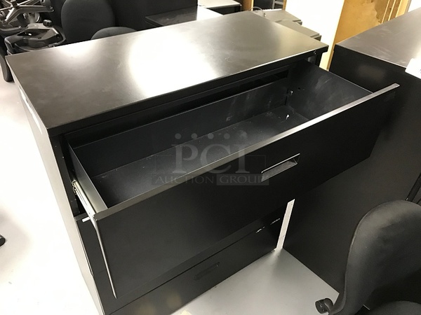 Four Drawer Black Metal lateral Filing Cabinets (2x bid) - Image 2 of 2