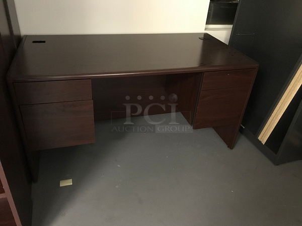 VERY NICE! HON Executive Wooden Office Furniture, Desk, Two Drawer Filing Cabinet & Book Shelf