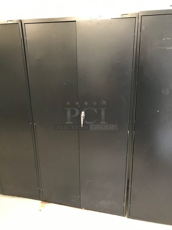 Black Metal Lockable Storage Cabinet w/ Shelves - Image 2 of 2