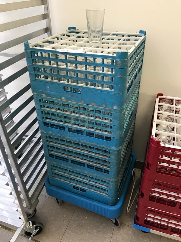Four Dish Racks of Pint Glasses on Dolly - Image 2 of 2