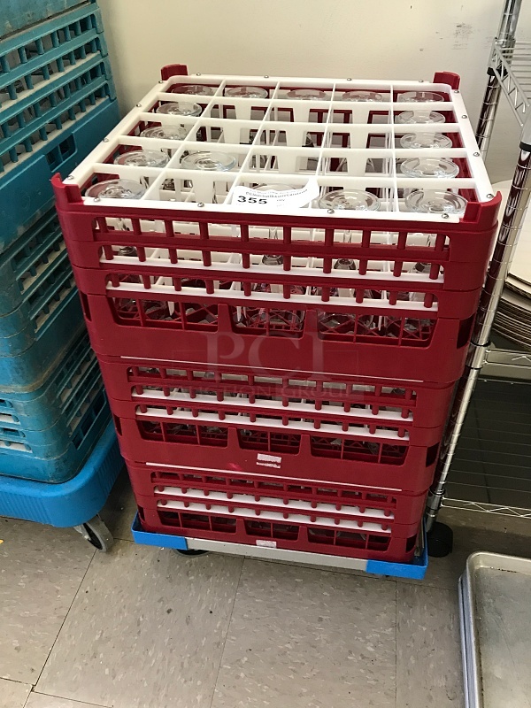 Three Dish Racks of Water Glasses on Dolly - Image 2 of 2