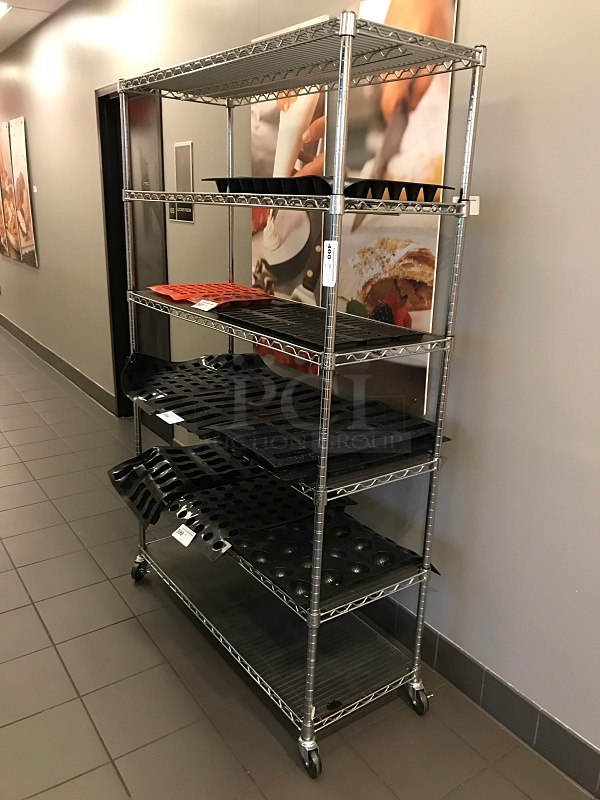 Chrome Metro Storage Rack w/ Six Shelves on Casters