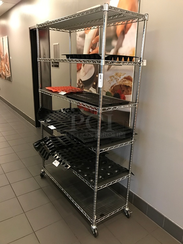 Chrome Metro Storage Rack w/ Six Shelves on Casters - Image 1 of 1