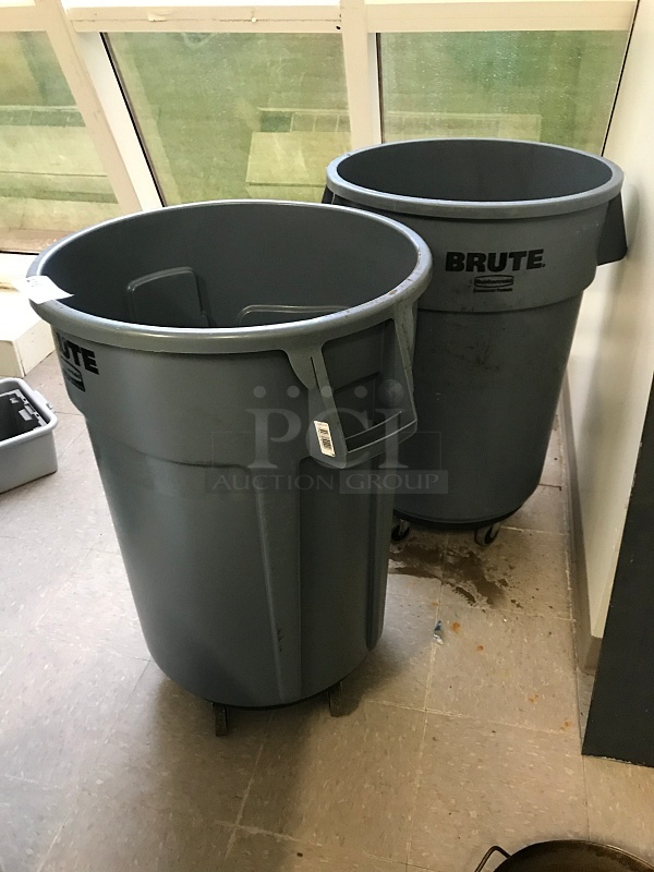 Two Brute Trash Cans on Dollies