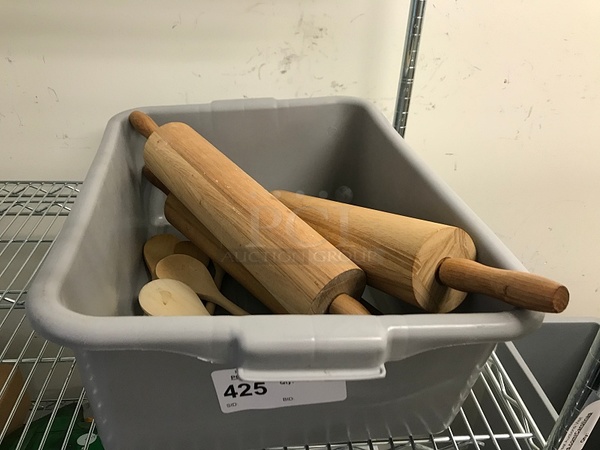 Wooden Rolling Pins & Bus Tub