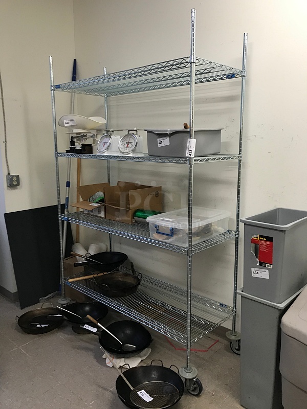 Chrome Metro Storage Rack w/ Five Shelves on Casters