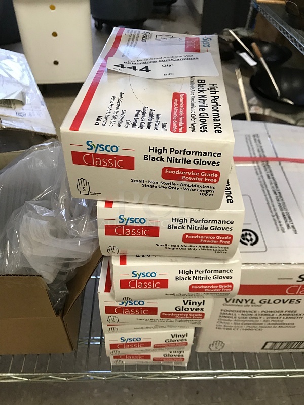 Boxes of Sysco Black Nitrate Gloves