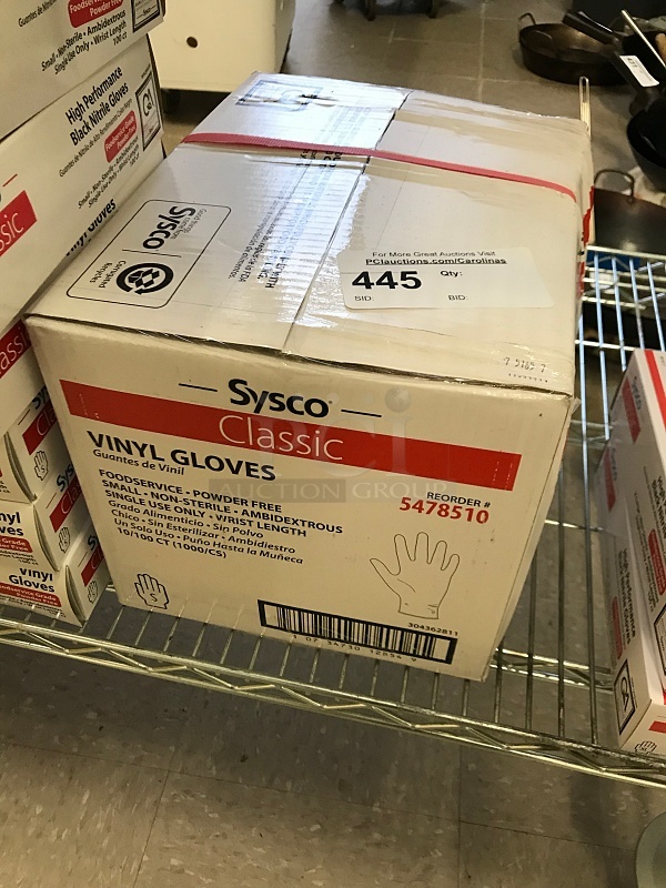 Box of Sysco Vinyl Gloves