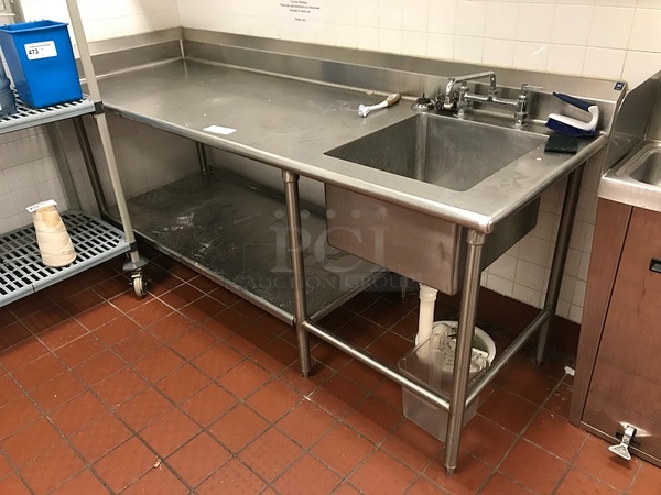 Single Compartment Stainless Steel Sink w/ Left Drainboard / Work Top - Image 1 of 2