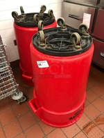 Two Rubbermaid Brute Trash Cans on Dollies