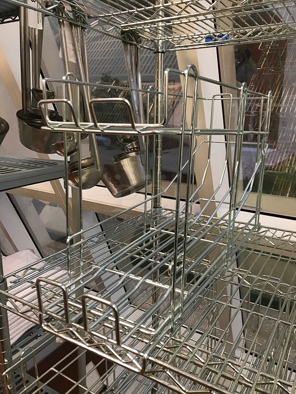 Chrome Metro Rack w/ Four Shelves on Casters & 14x No. 10 Can Racks - Image 2 of 3