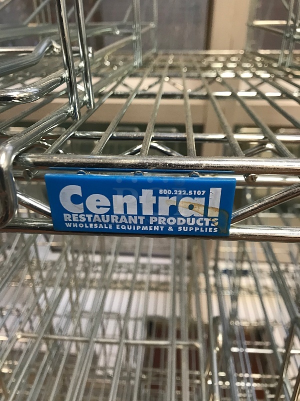 Chrome Metro Rack w/ Four Shelves on Casters & 14x No. 10 Can Racks - Image 3 of 3