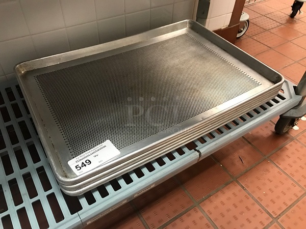 Four Full Size Perforated Aluminum Sheet Pans