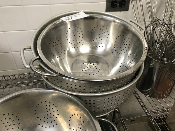 Two Aluminum & One Stainless Steel Colanders