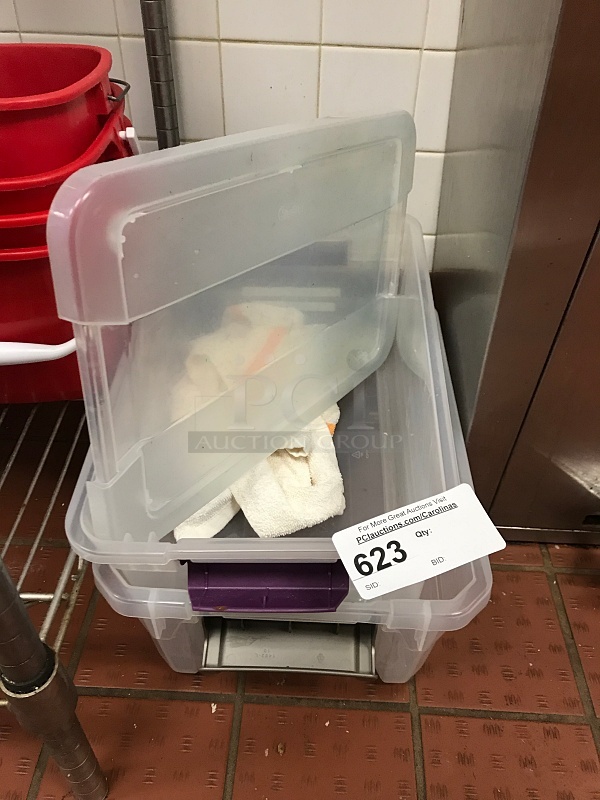 Two Plastic Totes w/ Lids - Image 1 of 1