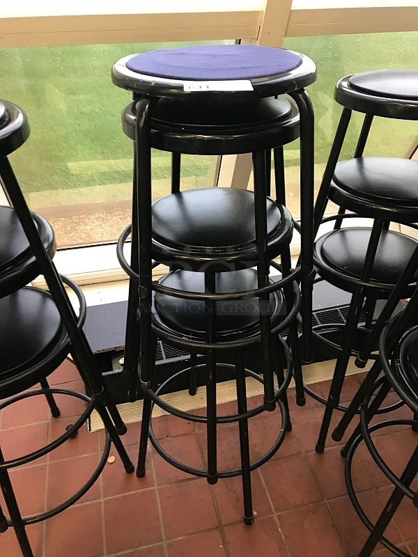 Four Black Metal Stools