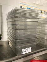 Seven Half Size 4" Clear Plastic Insert Pans w/ Lids