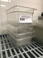 Four 1/3 4" Clear Plastic Insert Pans