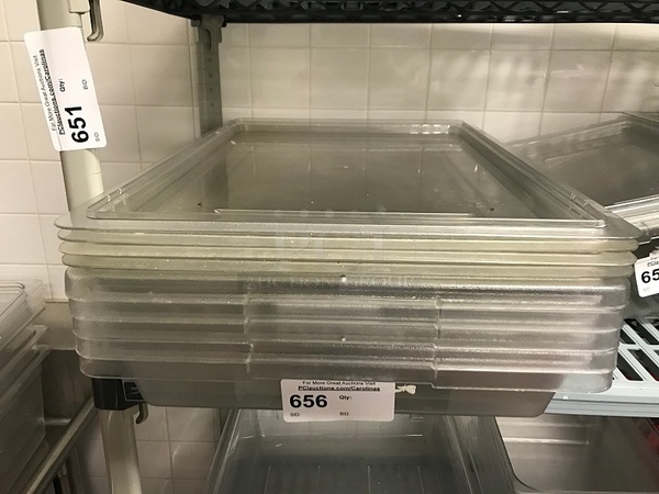 Five Clear Plastic Salad Bins w/ Lids - Image 1 of 1