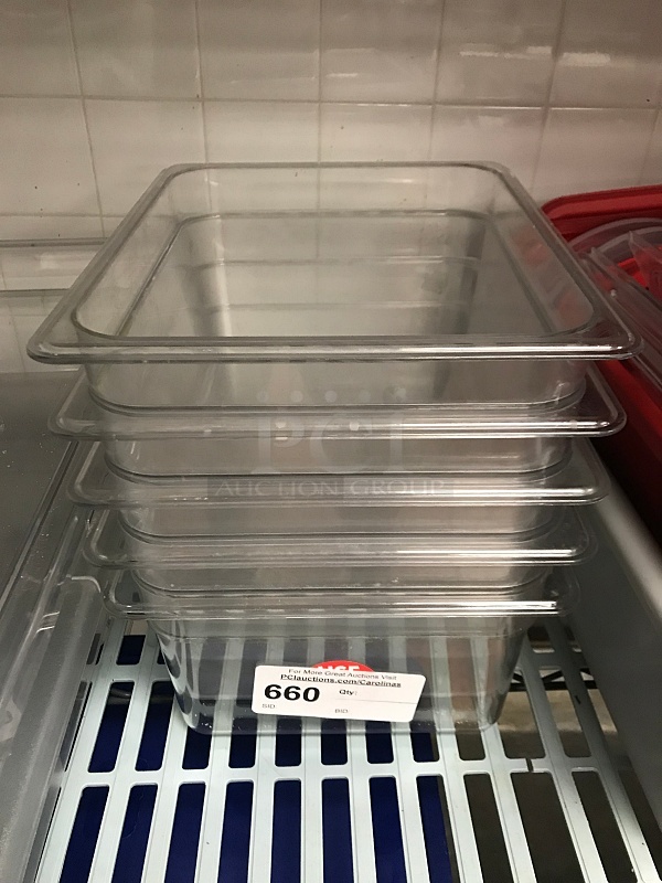 Five Half Size Clear Plastic Insert Pans - Image 1 of 1